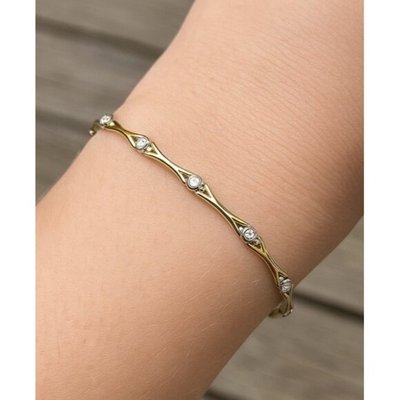 Vintage 14K Yellow Gold Diamond Tennis Bracelet Two Tone X Link Solid Gold 8g - Picture 2 of 6